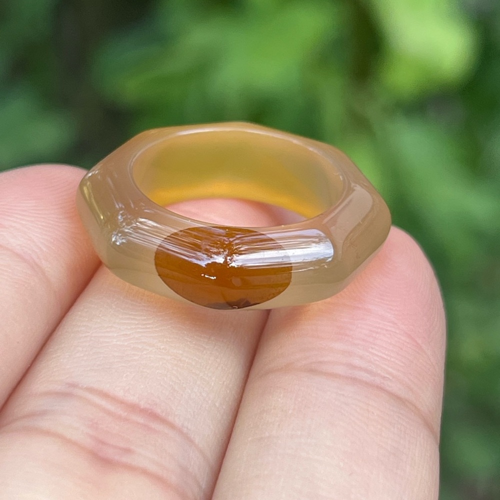 Size 5.25 cute natural agate ring 1491